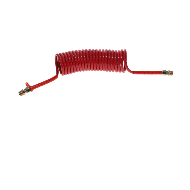 DIN Air Coil - 4.5m - Red With Red Tails - 2xM18F & 2xR1/2"