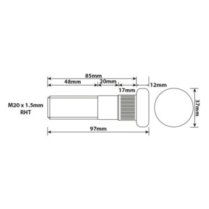WHEEL STUD M20X1.5 RHT 85MM UH