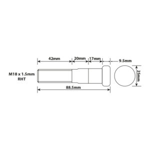 WHEEL STUD M18X1.5 RHT 79MM UH