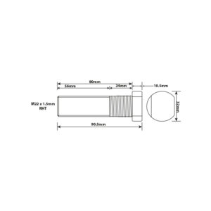 WHEEL STUD M22X1.5 RHT 80MM UH