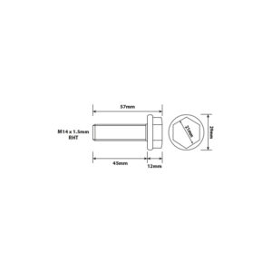 HUB MOUNTING STUD M14X1.5 RHT 45MM UH