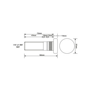 WHEEL STUD 7/8"X11BSF RHT 72MM UH