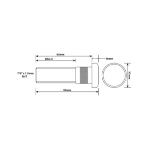 Wheel Stud - 7/8" x 11BSF RHT 86mm UH
