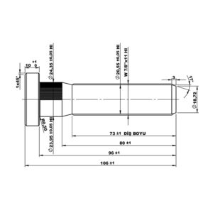 WHEEL STUD 7/8"-11 BSF - 96MM U/H SCANIA