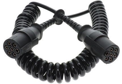 7 Core PU Black CV Coil 4m Ext - 2x24N Aluminium Plugs