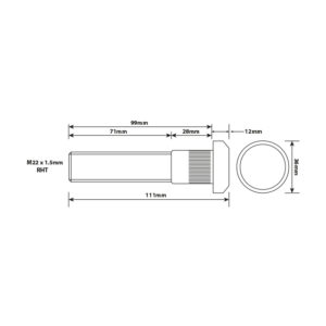 WHEEL STUD M22X1.5 RHT 99MM UH