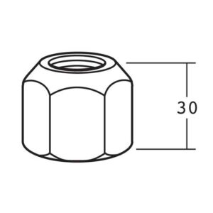 WHEEL NUT 7/8" RH D=30MM AF=33MM