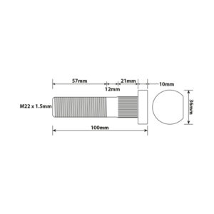 WHEEL BOLT M22X1.5MM 90MM UH ISO SINGLE