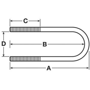 U-BOLT 14.5" C/W 2 NUTS & 2 WASHERS