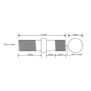 WHEEL STUD M22X1.5 RHT 111MM ISO TWIN