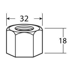 BACK NUT M22X1.5MM RH D=18MM AF=32MM