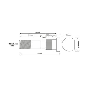 WHEEL BOLT M22 X 93MM UH SAF EQUIV