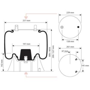 AIRSPRING ASSY (ASK003) STEEL PISTON FRUEHAUF TA LOW RIDE