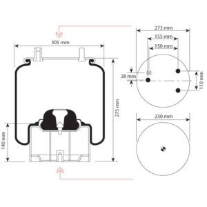 AIRSPRING ASSY (ASK052) STEEL PISTON DAF