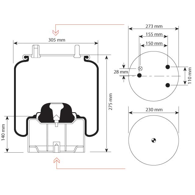 AIRSPRING ASSY (ASK052) STEEL PISTON DAF