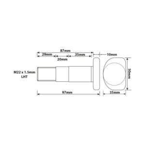 WHEEL STUD M22X1.5 LHT FRONT 87MM UH