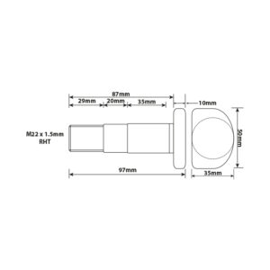 WHEEL STUD M22X1.5 RHT FRONT 87MM UH