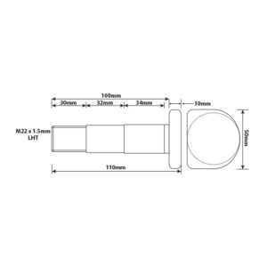 WHEEL STUD M22X1.5 LHT REAR 100MM UH