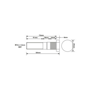 WHEEL STUD M18X1.5 RHT 75MM UH