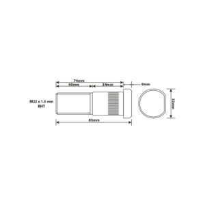 WHEEL STUD M22X1.5 RHT 74MM UH