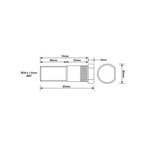 WHEEL STUD M20X1.5 RHT 74MM UH