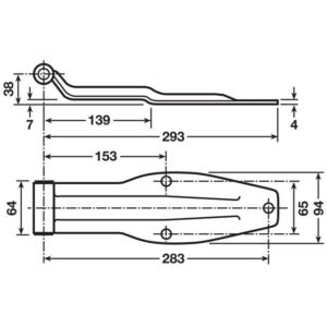 HINGE PIN C/W NUT 64MM