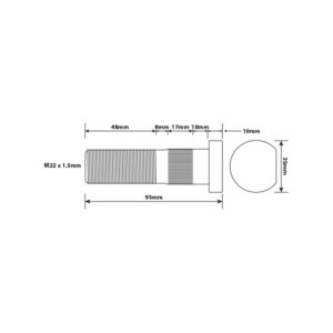 WHEEL BOLT M22 X 83MM UH RH ISO TWIN