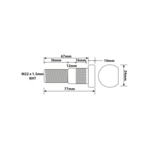 WHEEL STUD M22X1.5 RHT 67MM UH