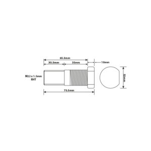 WHEEL STUD M22X1.5 RHT 65MM UH