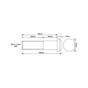 WHEEL STUD M22X1.5 RHT 90MM UH