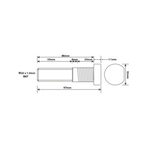 WHEEL STUD M22X1.5 RHT 86MM UH