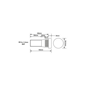 WHEEL STUD M18X1.5 RHT 48MM UH