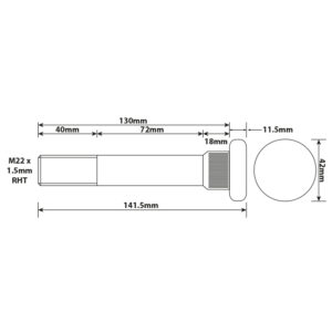 WHEEL STUD M22X1.5 RHT 130MM UH