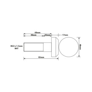 FLANGE SCREW M16X1.5 RHT 68MM UH