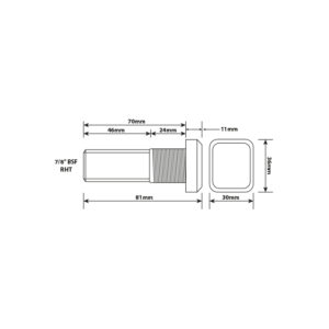 WHEEL STUD 7/8"X11BSF RHT 70MM UH