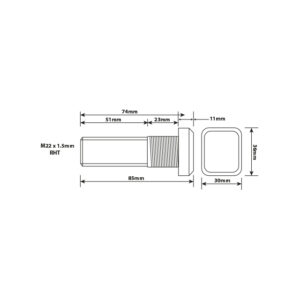 WHEEL STUD 7/8"X11BSF RHT 74MM UH