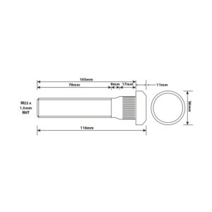 WHEEL STUD M22X1.5 RHT 105MM UH