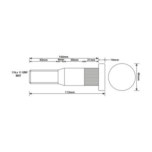 WHEEL STUD 7/8"X14 UNF RHT 102MM UH