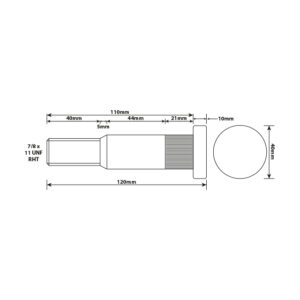 WHEEL STUD 7/8"X11 UNF RHT 110MM UH