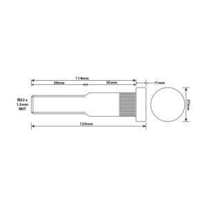 WHEEL STUD M22X1.5 RHT 114MM U/H