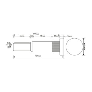 WHEEL STUD 7/8"X14 UNF RHT 114MM UH