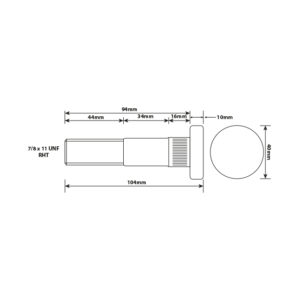 WHEEL STUD 7/8"X14 UNF RHT 94MM UH