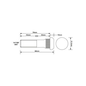 WHEEL STUD 7/8"X14 UNF RHT 78MM UH