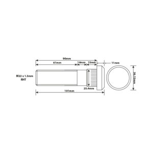 WHEEL STUD M22X1.5 RHT 90MM UH