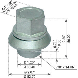 SLEEVED WHEEL NUT 7/8"-14UNF 56MM HIGH TO SUIT VOLVO