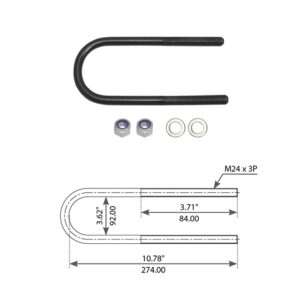 U Bolt Assembly - M24X3 - 274MM U/H - To Suit VOLVO