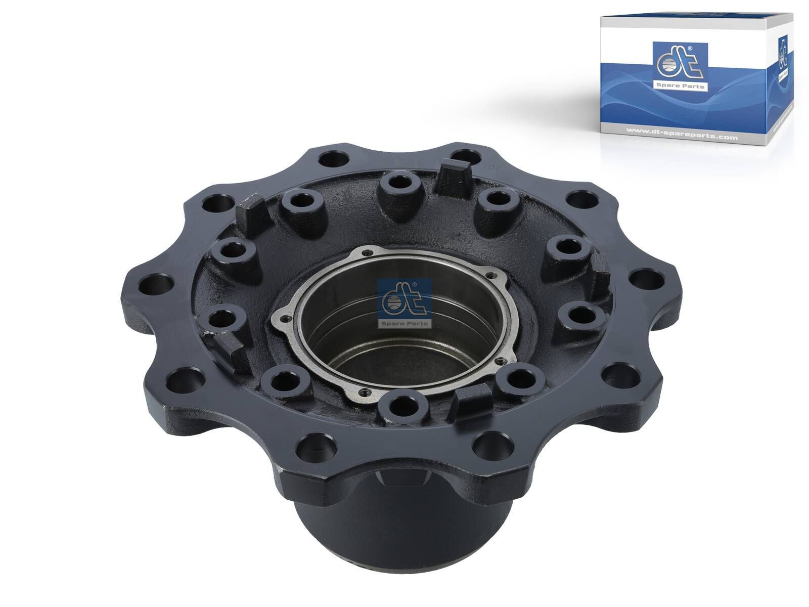 DT Spare Parts 10.20406 Wheel hub, without bearings, d1: 140 mm, d2: 140 mm, D: 376 mm, 10 bores, b: 23.2 mm, H: 180 mm