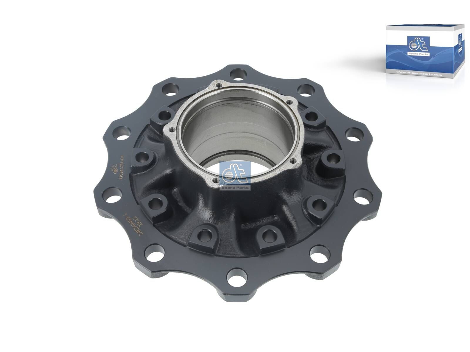 DT Spare Parts 10.20434 Wheel hub, without bearings, d1: 140 mm, d2: 140 mm, D: 267 mm, 10 bores, b: 25.5 mm, H: 159 mm