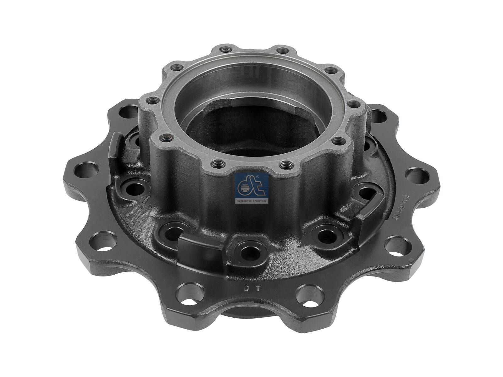 DT Spare Parts 1.17211 Wheel hub, without bearings, without ABS ring, d1: 147 mm, d2: 147 mm, D: 380 mm, 10 bores, b: 24 mm, H: 214 mm