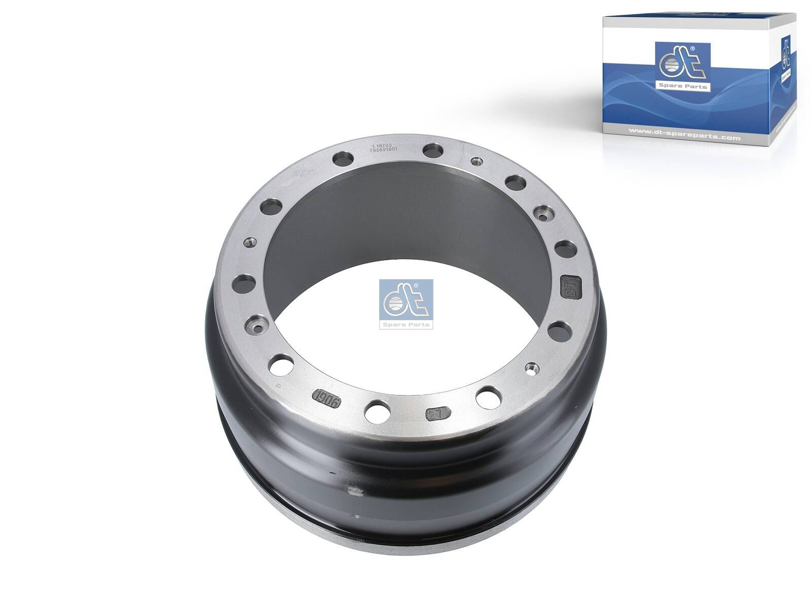 DT Spare Parts 1.18703 Brake drum, D: 413 mm, 10 bores, b: 23.5 mm, P: 335 mm, d: 295 mm, H: 263 mm, B: 188.5 mm